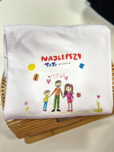koszulka na dzień taty z nadrukiem rysunku dziecka