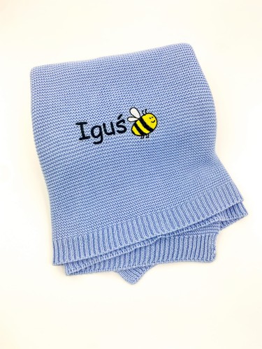 kocyk błękitny dla dziecka z imieniem