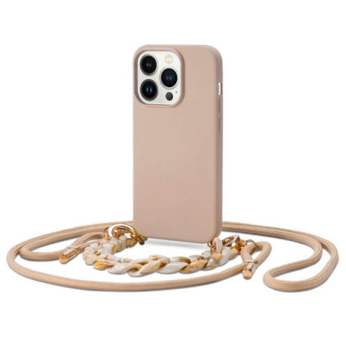 etui beżowe ze smyczą iphone 14 pro