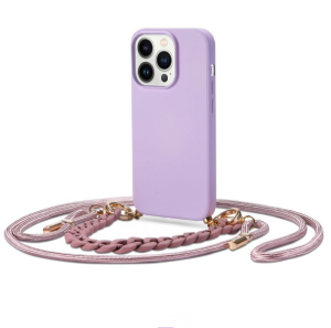 lawendowe etui  z łańcuchem na smyczy Iphone 14