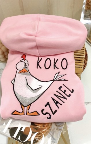 coco chanel bluza różowa z haftem