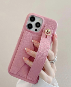 Etui różowe na pasku z portfelem Iphone 13