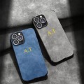 zamszowe etui ze złoceniem Iphone 14 pro
