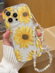słoneczniki etui ze smyczką Iphone 13 pro max
