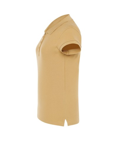 Koszulka Polo Damska beżowa z haftem lub nadrukiem bok.jpeg