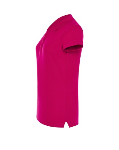 Koszulka Polo Damska malinowa z haftem lub nadrukiem bok.jpeg