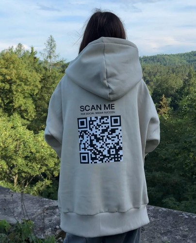 bluza z kodem QR , bluza oversize z nadrukiem kodem QR